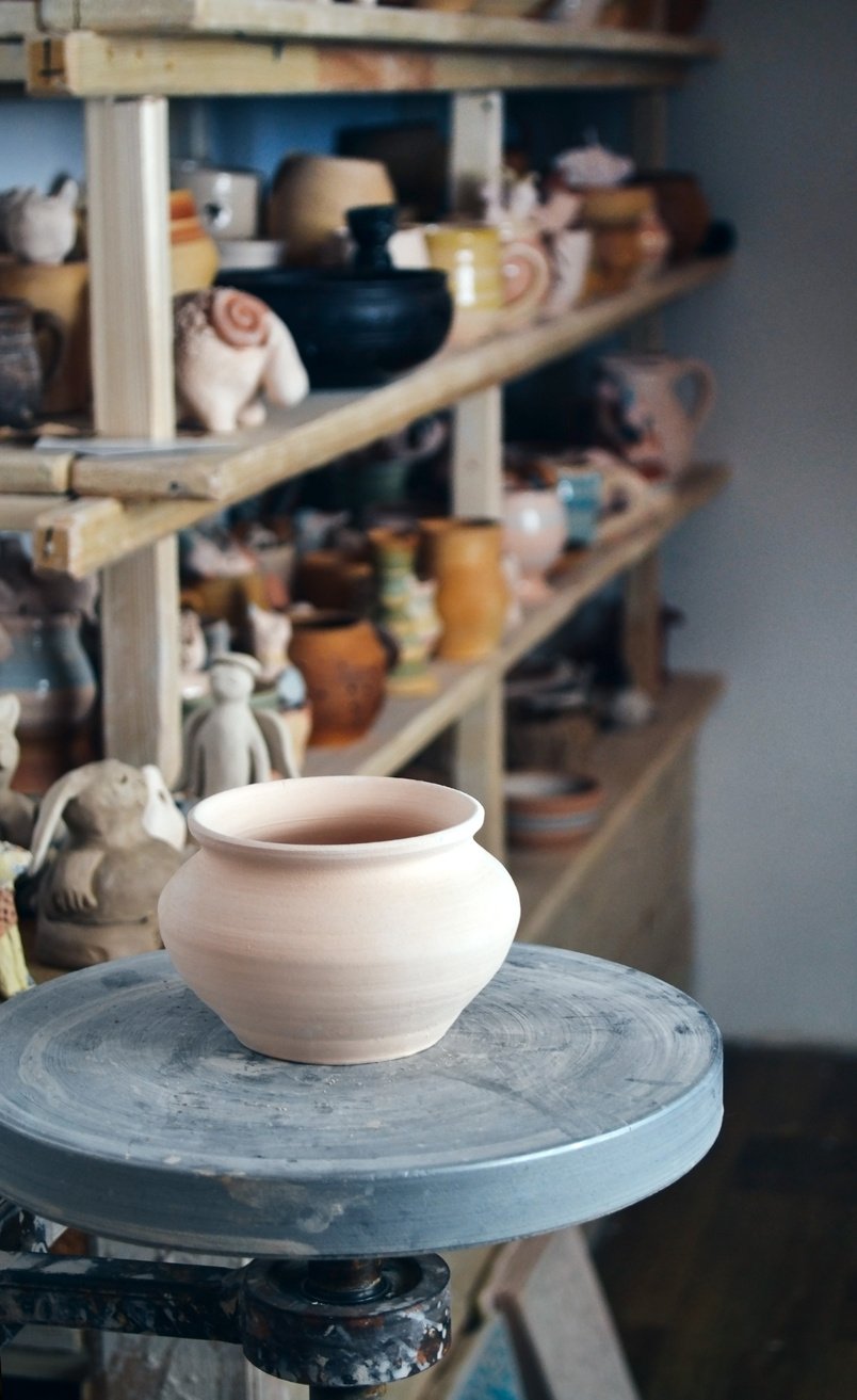 Clay Pot on a Potter's Wheel 